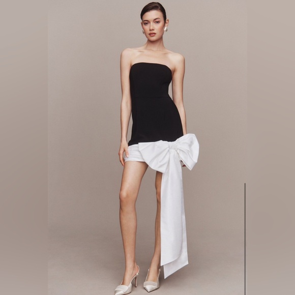 Anthropologie Hutch Strapless Oversized Draped Bow Mini Dress - Picture 2 of 8